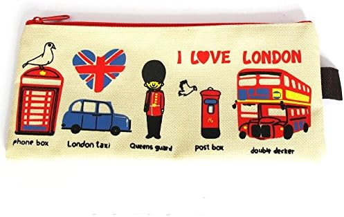 Joytutu Cartoon Canvas Pastorable Floral Pen Pencil Pouch with Zipper Closure (Cartoon White)