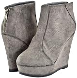 Qupid Timber-17 Gray Women Ankle Boots