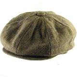 WOOL HERRINGBONE NEWSBOY GATSBY DRIVER CAP HAT * BROWN * Large / Extra Large