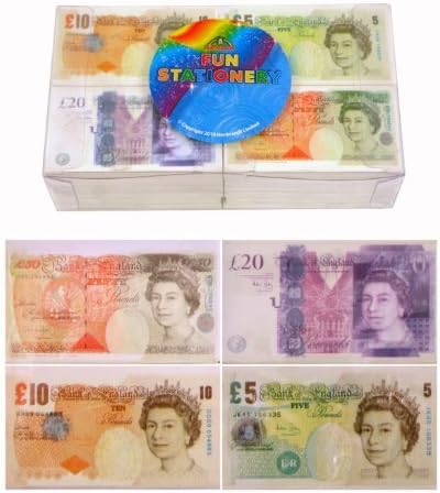 4 English Money Design Erasers / Rubbers / Party Bag Fillers Girls Boys Lucky Dip Pencil Stationery Sterling Cash Pound Notes by Kressies