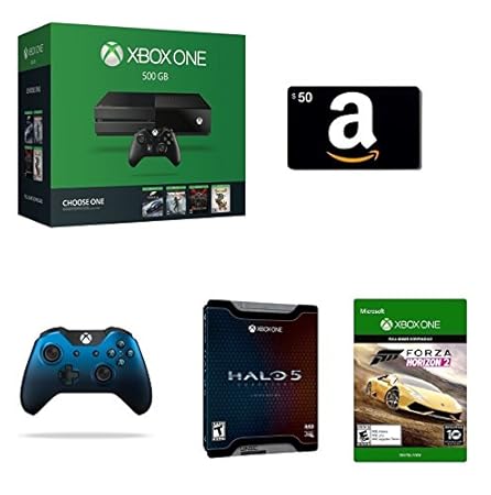 Xbox One 500GB Console - Name Your Game Bundle + $50 Amazon Gift Card [Physical Card] + Halo 5: Guardians - Limited Edition [Physical Disc] + Xbox One Special Edition Dusk Shadow Wireless Controller + Forza Horizon 2 [Emailed Digital Code]