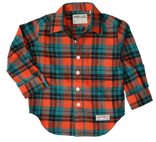 Ryder & James, Dexter Button Shirt in Orange Plaid (c) ~