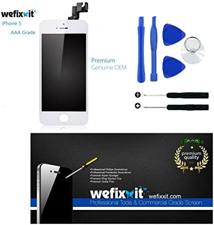 Premium Iphone LCD Screen Replacement Parts For iPhone 5 White with Repair Kit : by Wefixxit (LCD-Screen-Kit-Iphone5-white)