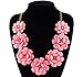 Fit&Wit Color Golden Plated Chain 7 Flowers Statement Fashion Flower Necklace Light Pink