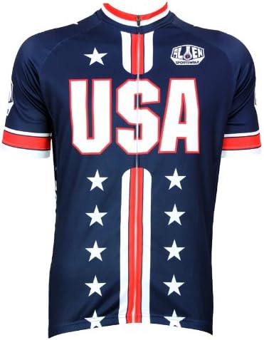 Generic Men's USA Stars Outdoor Sports Bike Cycling Short Sleeve Jersey L Blue