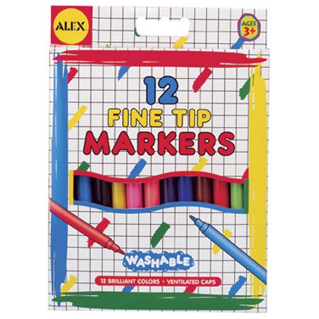 Childrens Toyshop  Toys : Washable Fine Tip Markers (12)