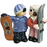 Westland Giftware Mwah Magnetic Snowboarder and Skier Salt and Pepper Shaker Set, 3-3/4-Inch