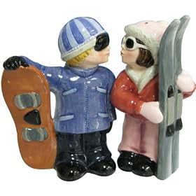 Snowboarder & Skier Salt And Pepper Shaker Set
