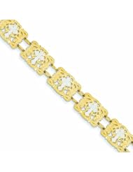 Genuine 14K Yellow & Rhodium Fancy Cross Bracelet 7.5 Inches 8 Grams Of Gold 100% Satisfaction Guaranteed.
