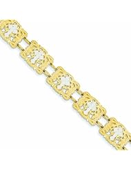 14K Gold Rhodium Fancy Cross Bracelet 7.5 Inches