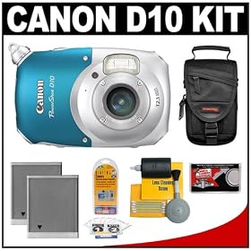 Canon PowerShot D10 Waterproof Compact Digital Camera + Batteries + Accessory Kit