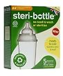Steribottle BPA-Free 0-3 Months Baby Bottles Medium Flow, Clear, 5-Counts