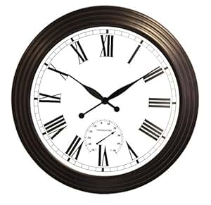 outdoor clock garden patio thermometer clocks giant antique brown 69cm