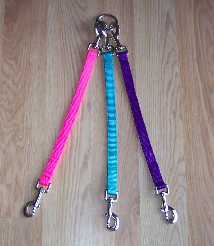 3 Dog Coupler with Dual Swivel Snaps~1/2″ wide Double Nylon Webbing~By Leash Lady