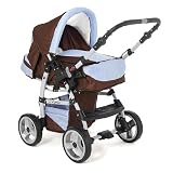 de Boutique-b&eacute;b&eacute;: POUSSETTE - LANDAU "FLASH" 2 in 1 in couleur MARRON*BLEU CLAIR - 27 autres mod&egrave;les de couleurs disponible avec nous