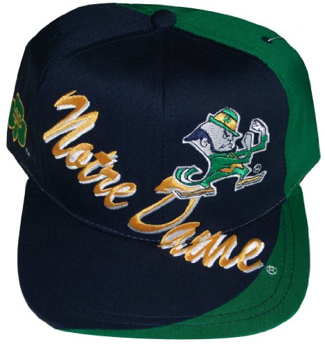 Notre Dame Fighting Irish Two Tone Script Plastic Snapback Adjustable Snap Back Hat / Cap