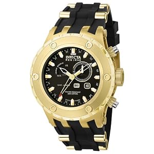 Invicta Men's 6213 Reserve Collection GMT 18k Gold-Plated Stainless Steel Black Rubber Watch