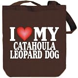 Canvas Tote Bag Brown  I LOVE Catahoula Leopard Dog  Dogs
