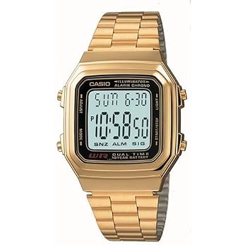 Casio #A178WGA-1 Men's Gold Tone 10 Year Battery Big Numbers Digital Watch