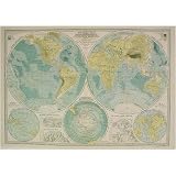 Hemispheres The Century Atlas Cavallini Gift Wrap or Decoupage paper,vintage poster print
