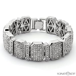Silver Plated Octagon CZ Cubic Zirconia Hip Hop Bracelet