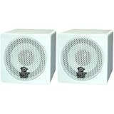 Pyle Home PCB3WT 3-Inch 100-Watt Mini Cube Bookshelf Speaker (White) (Pair)