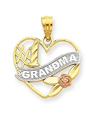 14k Gold and Rhodium #1 Grandma Heart Pendant