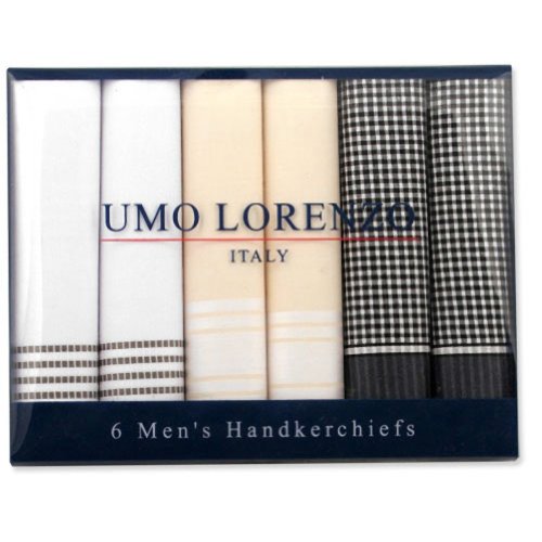 Men's Fancy Cotton Handkerchief 6 Pack by Umo Lorenzo in Khaki