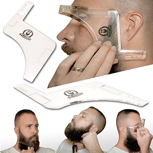 Mr Rugged Beard Shaping Tool - Clear Template Guide for Edging Beards and Goatees - Also Ideal Haircut Template for Sideburns and Hairline - Built-in-Comb
