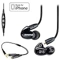 Shure SE315 Earphones (Black) & CBL-M-+K Music Phone Cable with Remote + Mic for iPhone, iPod and iPad