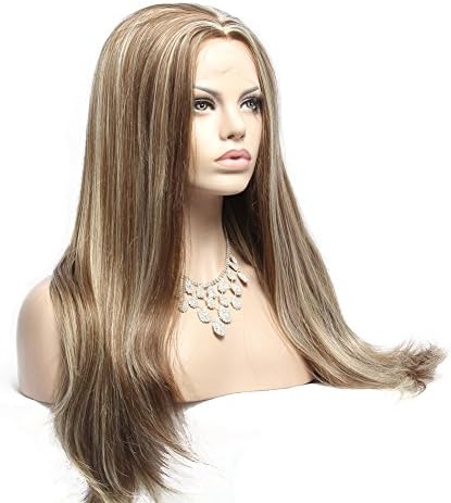Wigshow® Blonde Mix Brown Wigs Glenda for Women Silk Straight Wig Heat Resistant 24 Inches