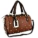 PRITA Brown Studded Faux Crocodile Top Double Handle Doctor Style Bowler Shopper Tote Handbag Satchel Purse Shoulder Bag PRITA Brown Studded Faux Crocodile Top Double Handle Doctor Style Bowler Shopper Tote Handbag Satchel Purse Shoulder Bag