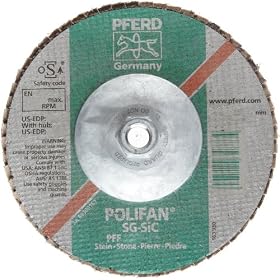 PFERD 62133 POLIFAN SG 7" x 5/8-11, 24 Grit Silicon Carbide Flat Flap Disc