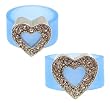 Ring - R56 - Silicone Ring with Heart Shape Crystal Charm - Size 7 (18mm) ~ Blue