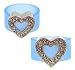 Ring - R56 - Silicone Ring with Heart Shape Crystal Charm - Size 7 (18mm) ~ Blue