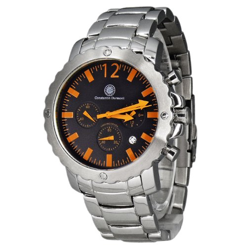 Constantin Durmont Herren-Armbanduhr XL Auroro Chronograph Edelstahl CD-AURO-QZ-ST-STST-BKOR