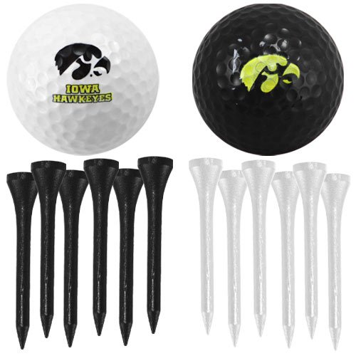 Iowa Hawkeyes Two Golf Balls And Twelve Tees Set