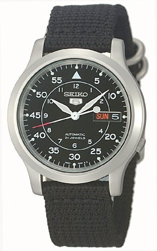 Seiko Men's SNK809 Seiko 5 Automatic Black Canvas Strap Watch