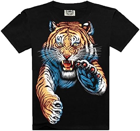 Rock Mens Summer Angry Tiger 3D Printing Hip-Hop Short-Sleeve T-Shirt M