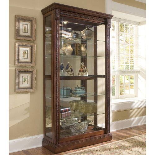 Pulaski Medallion Cherry Two Way Sliding Door Curio On Sale