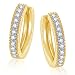 MEENAZ white Gold Plated 24k In American Diamond Cz Hoop Earring for Women/Girl RS.199.00