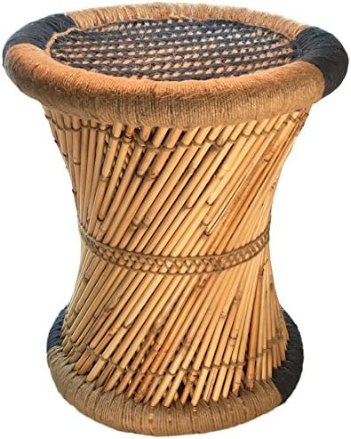 Natural Geo Moray Decorative Handwoven Jute Accent Stool (2, Blue/Beige Striped)