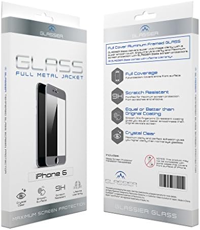 GLASSIER® Full Metal Jacket Tempered Glass Screen Protector Grey for iPhone 6s 6 - Glass is product of Japan, Designed in California, Full coverage front surface