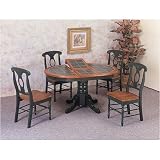 5 Piece Round Tile Top Dining Set in Dark Oak Finish By Coaster Furniture