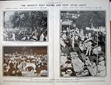Review Old-print  / 1908 HYDE PARK LONDON BOULTERS LOCK BOATING PARADE