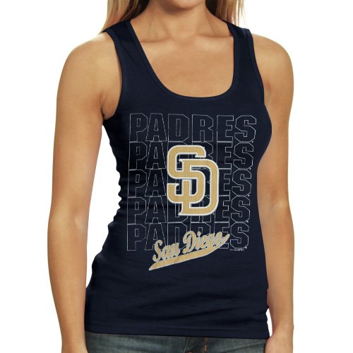 San Diego Padres Ladies Navy Blue Repeater Tank Top (Large)