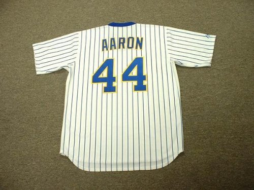 HANK AARON Milwaukee Brewers Majestic Cooperstown Throwback Home Jersey, XL