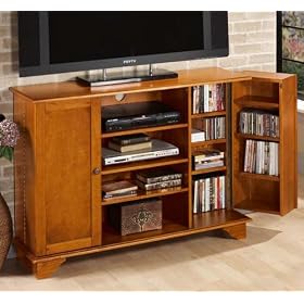 Burnham 50w Wide screen Tv Stand With Media Storage, 36H x 50W, DARK CHERRY by Home Decorators Collection