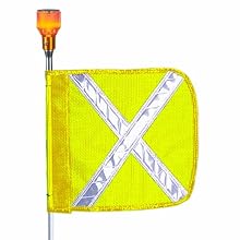 Flagstaff FS10 Safety Flag with Reflective X and Light, Threaded Hex Base