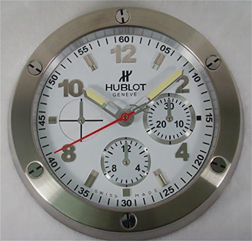 HUBLOT Silent Luminous Sweep Wall Clock, Silver+White